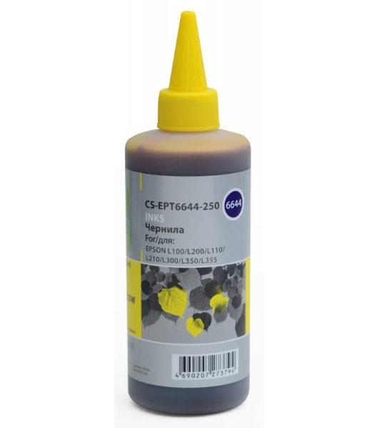 Чернила Cactus CS-EPT6644-250 желтый 250мл для Epson L100/L110/L120/L132/L200/L210/L222/L300/L312/L350/L355/L362/L366/L456/L550/L555/L566/L1300