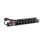 Блок розеток ITK PDU 7 розеток DIN49440 (нем. cтанд.) с LED выключателем, 1U, шнур 2м вилка DIN49441 (нем. станд.), профиль из ПВХ, черный, фото2