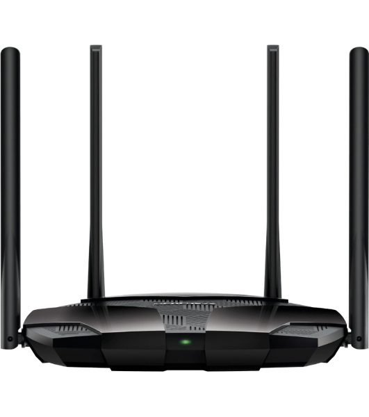 Двухдиапазонный роутер MERCUSYS MR80X AX3000 Wi-Fi 6, до 574 Мбит/с на 2,4 ГГц + до 2402 Мбит/с на 5 ГГц,4 фиксированные внешние антенны, 3 гигабитных порта LAN, 1 гигабитный порт WAN