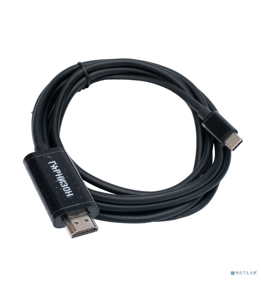Кабель-переходник с Type-C на HDMI Гарнизон GCC-A-CM-HDMI-1.8M, v1.4, 1.8м, черный, пакет