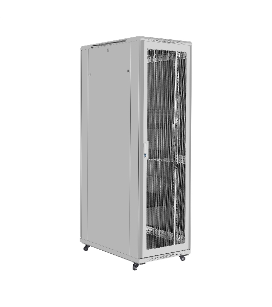 Шкаф телекоммуникационный 19' напольный 42U ExeGate EC-FS-42U.600.1000.G.V.GREY (19”, 42U, 600x1000x2054mm (ШхГхВ), передняя дверь закаленное стекло, задняя перфорированная дверь, съемные боковые панели, пыле- и влагозащита IP20, встроенный вентиляционный модуль, 1 полка в комплекте, светло-серый RAL 7035, 3 коробки)