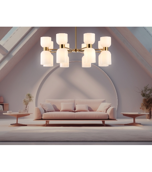 Люстра Ambrella light LH56095/16 BS/FR латунь/белый матовый E14*16 max 40W D860*510