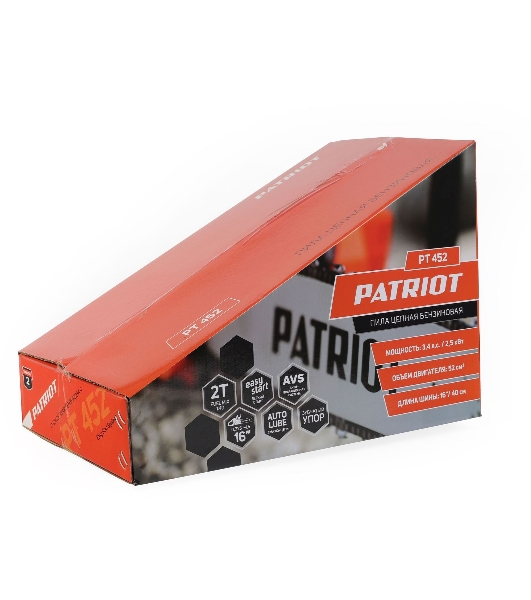 Пила цепная бензиновая Patriot PT 452, 3,4л.с., шина 16', Easy Start
