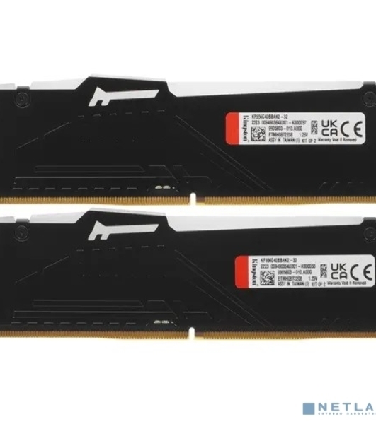 Оперативная память Kingston Fury Beast, DDR5, 32Gb (2x16Gb), 5600MHz, CL40, DIMM, с радиаторами, RGB, черный