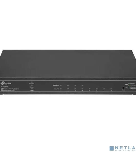Коммутатор TP-Link JetStream 8-Port Gigabit Smart Switch with 4-Port PoE+, 4× Gigabit PoE+ Ports, 802.3at/af, 62 W PoE Power, Desktop Steel CaseIntegration with Omada SDN Controller, 802.1Q VLAN, STP/RSTP/MSTP, IGMP Snooping, 802.1p/DSCP QoS, ACL, 802.1x, Radius/Tac