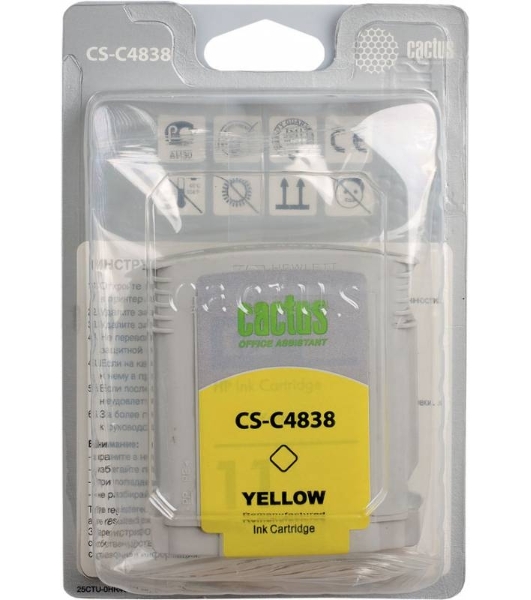 Картридж струйный Cactus CS-C4838 желтый (29 мл) для №11 HP 2000/2500/1000/1100/1200