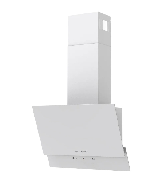 Наклонная вытяжка Kuppersberg F 603 W, 60 см, High-Tech, таймер, макс. производительность 850 м3/ч, 3 скорости, обратный клапан, сенсорное управление, дисплей, LED освещение, уровень шума 53 дБ, белый