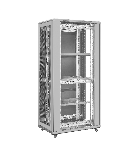 Шкаф телекоммуникационный 19' напольный 42U ExeGate EC-FS-42U.600.1000.G.V.GREY (19”, 42U, 600x1000x2054mm (ШхГхВ), передняя дверь закаленное стекло, задняя перфорированная дверь, съемные боковые панели, пыле- и влагозащита IP20, встроенный вентиляционный модуль, 1 полка в комплекте, светло-серый RAL 7035, 3 коробки)