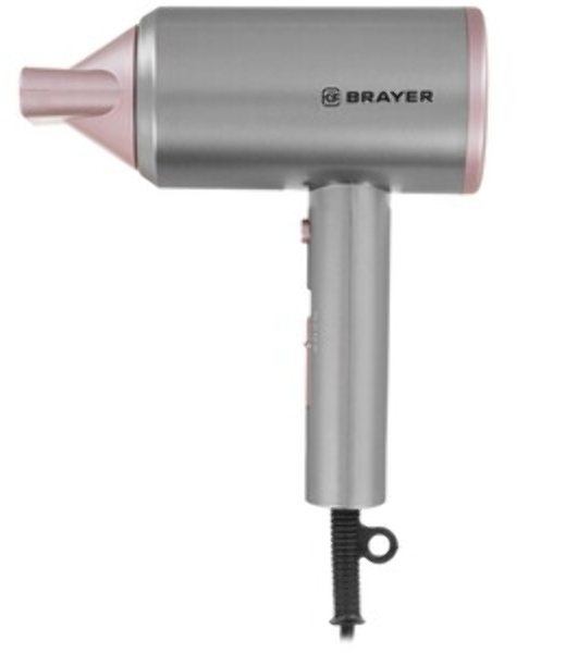 Фен BRAYER BR3022 серый/розовый, 1800 Вт
