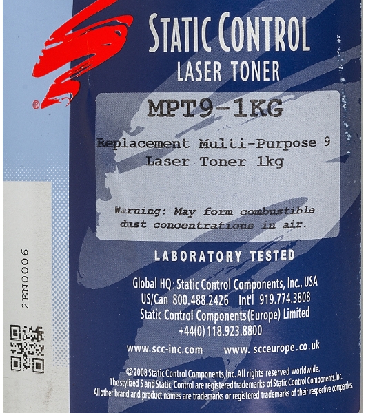 Тонер Static Control MPT9-1KG черный флакон 1000гр. для принтера HP LJ Pro PM401/P2055/P3005/P3015