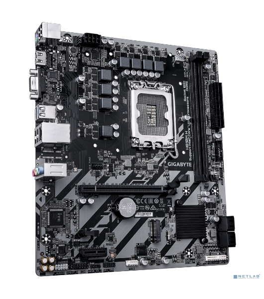 Материнская плата Gigabyte H810M H, LGA1851, Intel H810, 2xDDR5, 4xSATA, 1xM.2, 1xPCIe 4.0 x16, 1xPCIe 3.0 x1, 1xHDMI, 1xD-Sub, 1x1Gb LAN, 1xUSB-C 5Gbps, 4xUSB-A 5Gbps, 7xUSB-A 2.0, 3x3.5 мм, 7.1, mATX