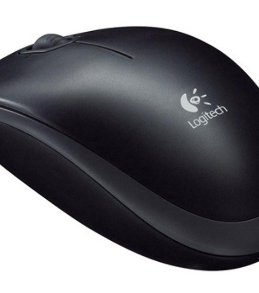 Мышь проводная Logitech B100 черный, 1000 dpi, USB, кнопки - 3