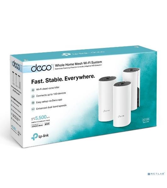 Бесшовный Mesh роутер TP-Link Deco M4 (DECO M4(3-PACK)) AC1200 10/100/1000BASE-TX (упак.:3шт)