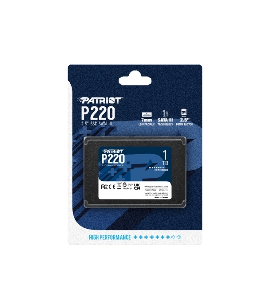 Накопитель SSD Patriot P220, 1Tb, SATA III, 2.5', R/W 550/500