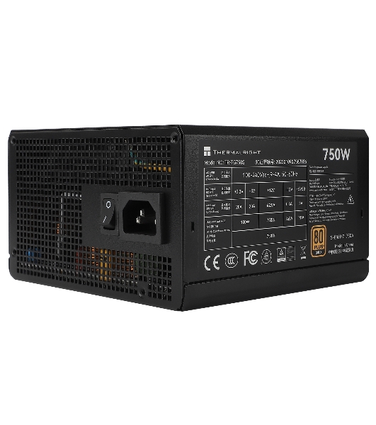 Блок питания Thermalright, 750W 80+ Gold (ATX, 3.0, PCIe 5.0, Non-modular, 1x24(20+4)pin, 1xCPU 8(4+4)pin, 2xPCIe*2 8(6+2)pin, 5xSATA3, 1x12+4pin (12VHPWR PCIe 5.0 12+4pin 600mm), 3xMOLEX4pin, Active, 120x120мм, 150x140x86mm, APFC, black)