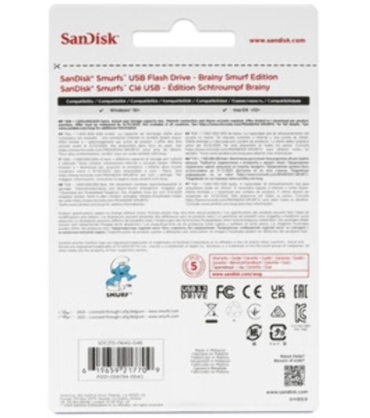 Флешка USB SanDisk Smurfs 64Gb SDCZIS-064G-G46, USB3.2, синяя