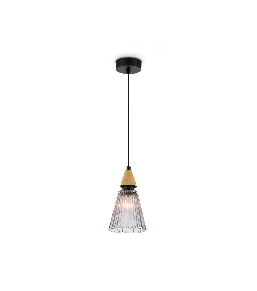 Светильник Ambrella light LH58111 BK/LW/SM черный/светлое дерево/дымчатый E14 max 40W D110*1500