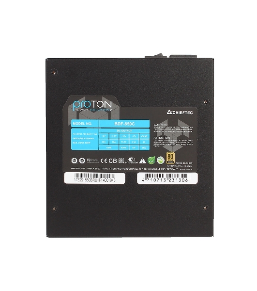 Блок питания Chieftec Proton BDF-850C, 850Вт, 80 PLUS Bronze, 140мм, модульный, черный