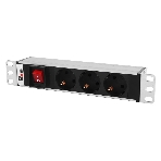 Блок розеток ЦМО Rem-10 без шнура с выкл., 3 Schuko, вход IEC 60320 C14, 10A, алюм., 10' (R-10-3S-V-220-Z), фото5