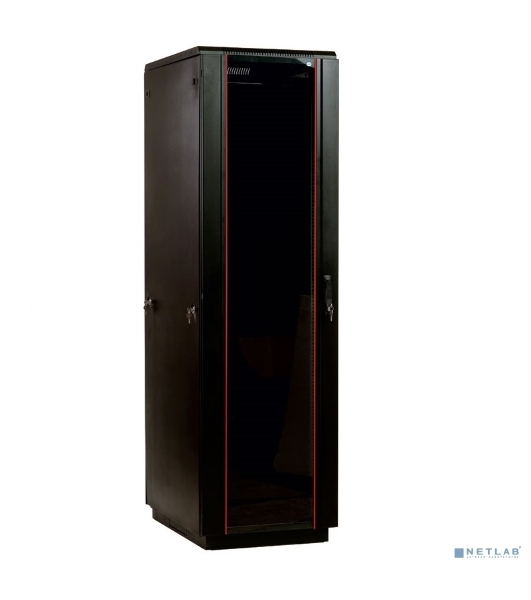 Шкаф телекоммуникационный напольный 42U (800x800) дверь стекло, черный
