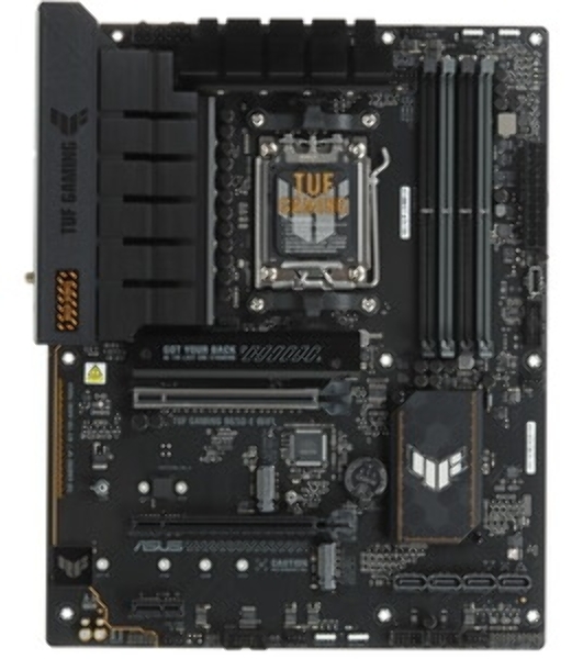 Материнская плата ASUS TUF GAMING B650-E WIFI, AM5, AMD B650, 4xDDR5, 4xSATA, 3xM.2, 1xPCIe 4.0 x16, 1xPCIe 4.0 x16, 1xPCIe x1, 1xDP, 1xHDMI, 1x2.5Gb LAN, Wi-Fi 6E, Bluetooth 5.3, 2xUSB-C (1x10Gbps, 1x20Gbps), 3xUSB-A 5Gbps, 2xUSB-A 10Gbps, 3xUSB-A 2.0, 5x3.5 мм, 7.1, ATX