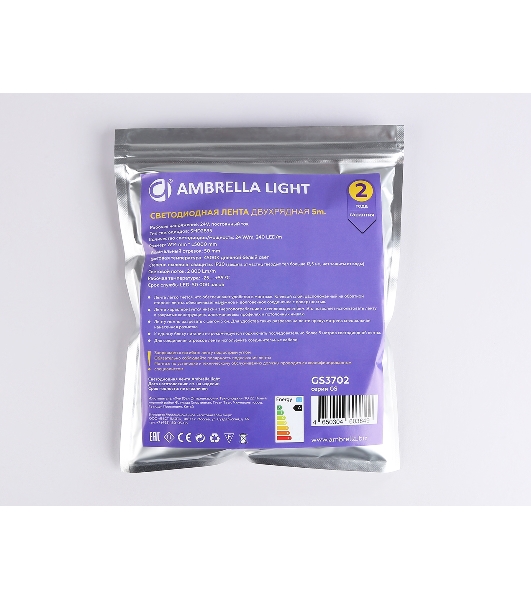Светодиодная лента Ambrella light GS3702 2835 240Led /24W m/ 24V IP20 4500K/ 5000*14*1.2mm (2 конт.)