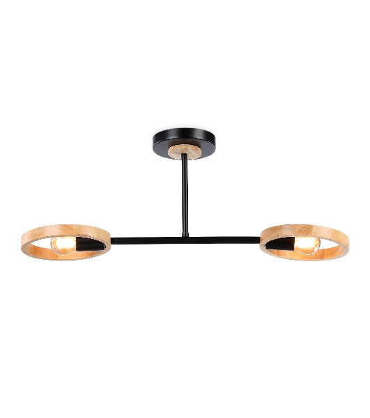 Светильник Ambrella light TR8244/2 BK/LWD черный/светлое дерево E27/2 max 40W 590*165*220