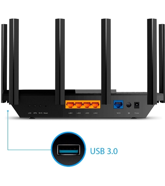 Роутер TP-Link Archer AX73 AX5400 Dual Band Wireless Gigabit Router, 1.5 GHz Tri-Core CPU, 1 GE WAN + 4 GE LAN ports, 1× USB 3.0 Port, support 1024-QAM, OFDMA, MU-MIMO, Airtime Fairness, Beamforming, 160MHz Channel Width, come with HomeShieldTM, support Russia PPTP/L2TP/PPPoE