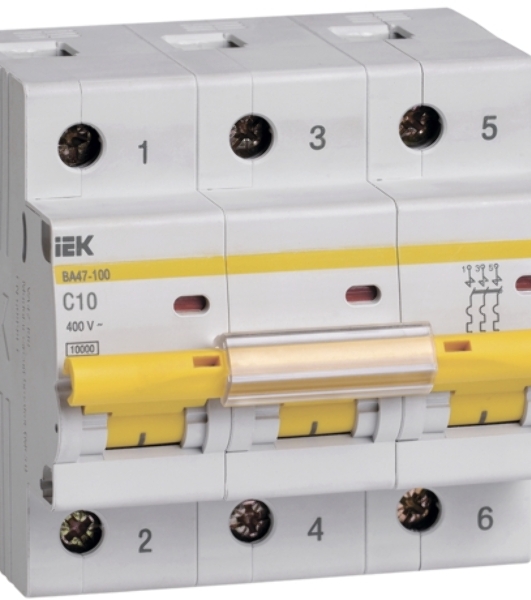 Выключатель автоматический ВА 47-100 3Р 10А 10 кА х-ка С IEK