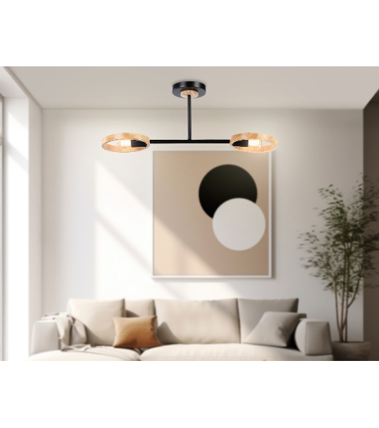 Светильник Ambrella light TR8244/2 BK/LWD черный/светлое дерево E27/2 max 40W 590*165*220