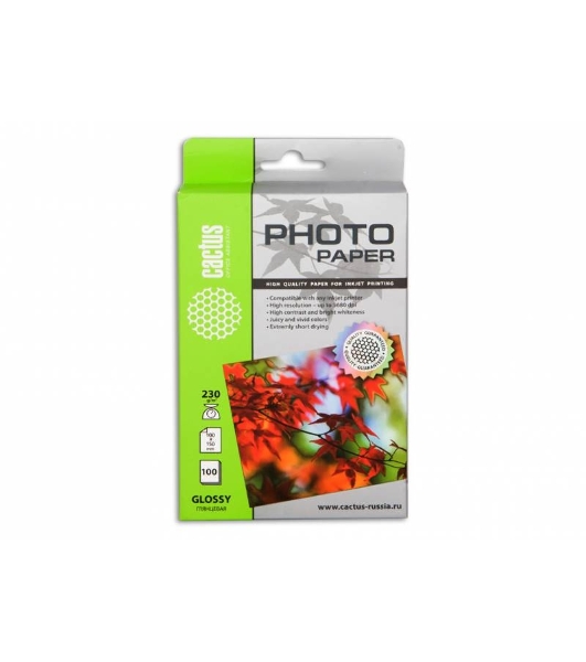 Фотобумага Cactus CS-GA6230100 A6/230г/м2/100л. глянцеваядля струйной печати