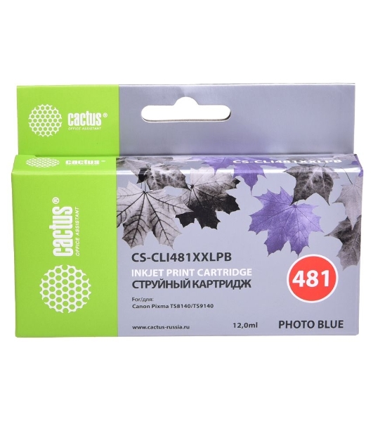 Картридж струйный Cactus CS-CLI481XXLPB фото голубой (12мл) для Canon Pixma TS8140/TS9140