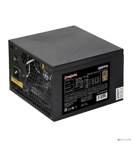 Блок питания ExeGate 600PPH RTL (EX280578RUS), 600Вт, 80 PLUS Bronze, 120мм, черный