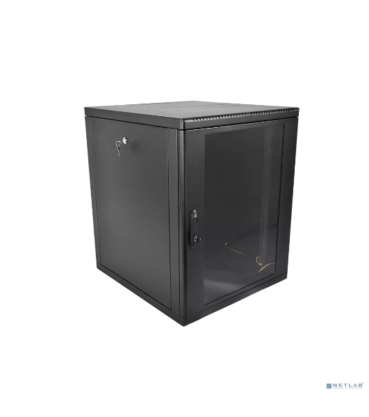 Шкаф телекоммуникационный настенный разборный ЦМО 12U (600 x 520) съемные стенки, дверь стекло, черный (ШРН-М-12.500-9005)