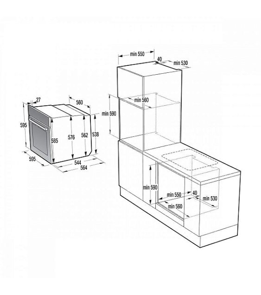 Встраиваемая электрическая духовка Gorenje BP6138B, объем 77 л, макс. температура 320 градусов, сенсорное/поворотное управление, Wi-Fi, пиролитическая очистка, телескопические направляющие на одном уровне, термощуп, AirFry, автоматические программы, динамическая система охлаждения, многоуровневое приготовление, PerfectGrill, энергоэффективность А+, черный