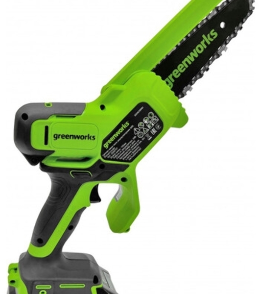 Цепная мини пила GreenWorks G24MCS10K2 аккумуляторная, 24v, 10 см, c АКБ 2АЧ и ЗУ (2008207UA)
