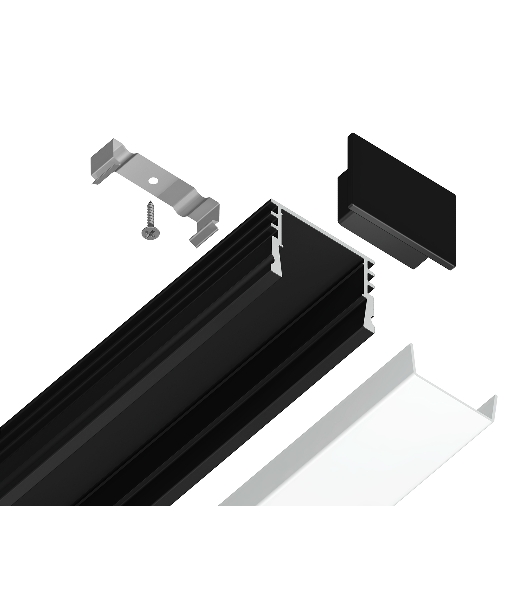 Алюминиевый профиль Ambrella light GP1750BK черный 2000*15.7*12
