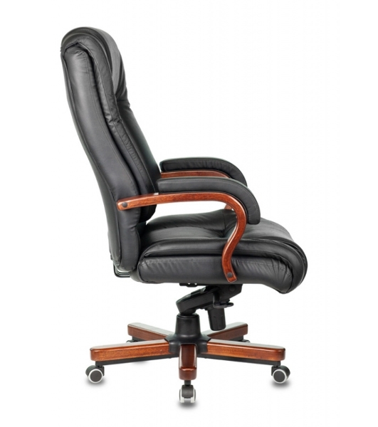 Кресло Бюрократ T-9925WALNUT/BLACK черный, кожа