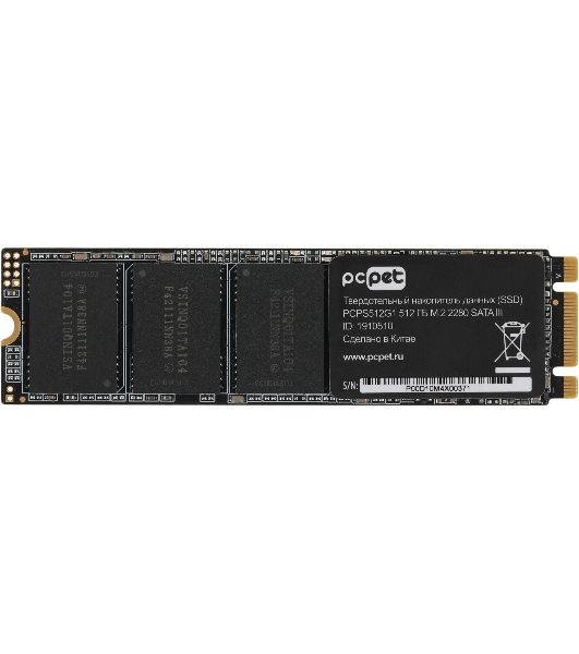Накопитель SSD PC PET PCPS512G1, 512Gb, SATA-III, M.2 2280, R/W 500/450