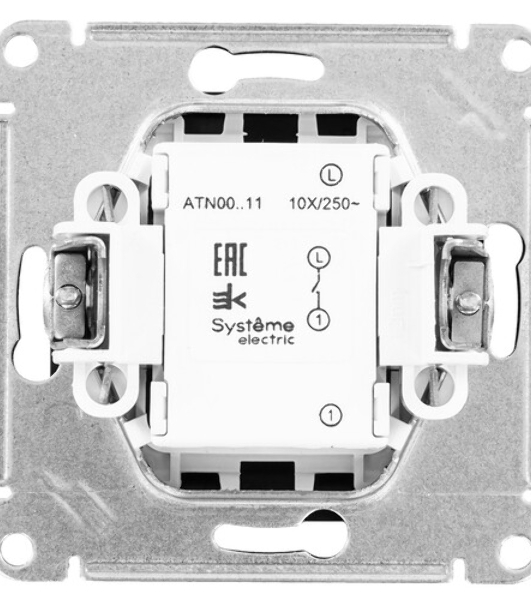 Systeme Electric AtlasDesign Жемчуг Выключатель 1-клавишный с подсвет.,сх.1а, 10АХ, мех., быстрозажим. клем.