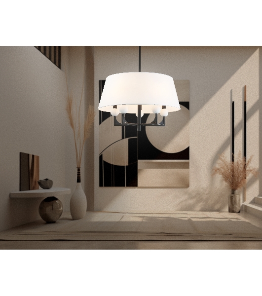 Люстра Ambrella light LH75150/5 BK/FR черный/белый матовый E14*5 max 40W D580*590