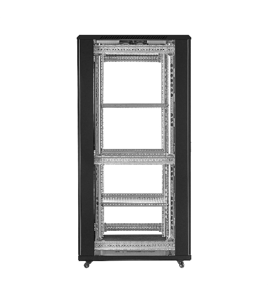 Шкаф телекоммуникационный 19' напольный 42U ExeGate EC-FS-42U.800.1000.G.V.BLACK (19”, 42U, 800x1000x2054mm (ШхГхВ), передняя дверь закаленное стекло, задняя двойная перфорированная дверь, съемные боковые панели, пыле- и влагозащита IP20, встроенный вентиляционный модуль, 1 полка в комплекте, черный RAL 9004, 3 коробки)