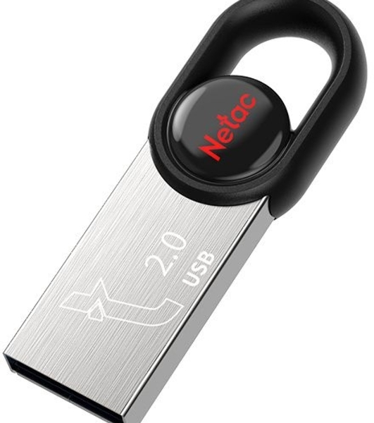 Флешка USB Netac UM2 (NT03UM2N-016G-20BK), 16Gb, USB 2.0, R/W 100/40, серебристый/черный