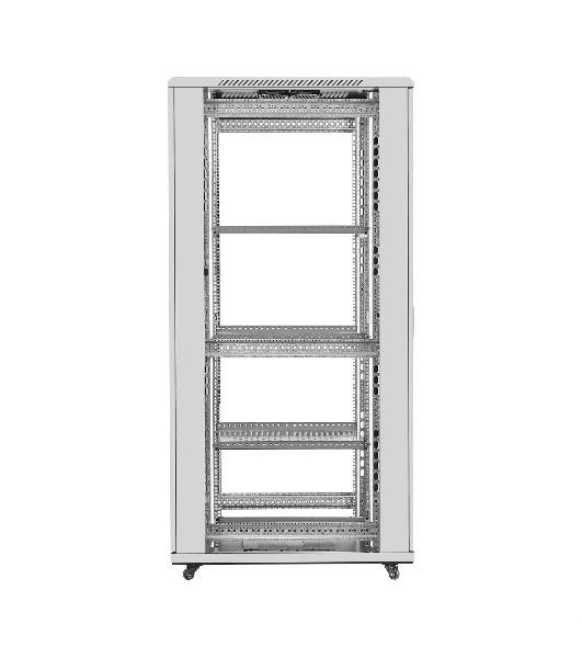 Шкаф телекоммуникационный 19' напольный 42U ExeGate EC-FS-42U.600.800.G.V.GREY (19”, 42U, 600x800x2054mm (ШхГхВ), передняя дверь закаленное стекло, задняя перфорированная дверь, съемные боковые панели, пыле- и влагозащита IP20, встроенный вентиляционный модуль, 1 полка в комплекте, светло-серый RAL 7035, 3 коробки)