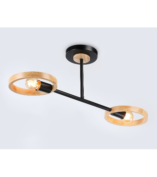 Светильник Ambrella light TR8244/2 BK/LWD черный/светлое дерево E27/2 max 40W 590*165*220