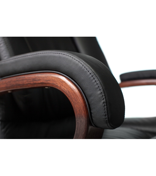 Кресло Бюрократ T-9925WALNUT/BLACK черный, кожа