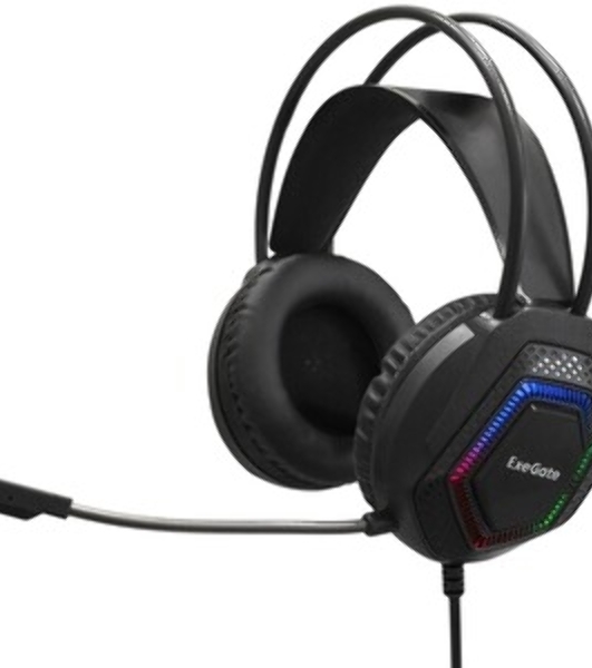 Гарнитура Exegate Cosmos HS-704GL чёрный, проводная, USB, виртуальный звук 7.1, подсветка