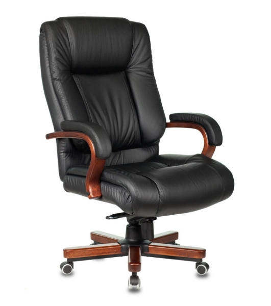 Кресло Бюрократ T-9925WALNUT/BLACK черный, кожа
