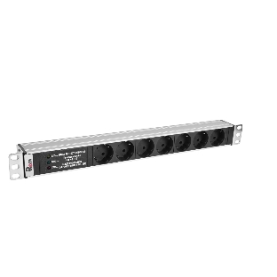 Блок розеток Rem-10 без шнура с фил. и инд., 7 Schuko, вход IEC 60320 C14, 10A, алюм., 19' (R-10-7S-FI-440-Z)