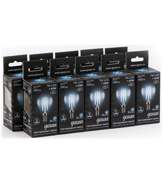 Лампа светодиодная Filament Шар E14 7Вт 4100К Gauss 105801207